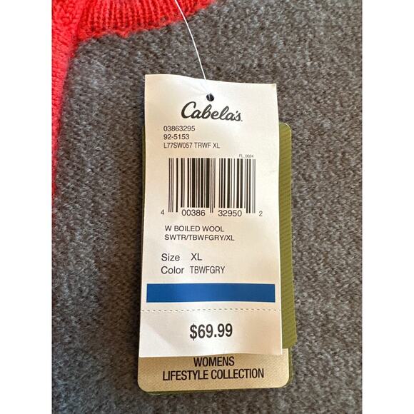 NWT Cabela’s Boiled Wool Gray Full Zip Sweater Size XL - Picture 4 of 4